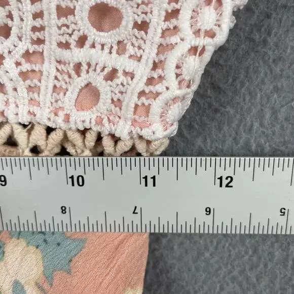 Selfie Leslie Dress Womens Small Floral Lace Boho Long Sleeve Crochet Trim Mini - Picture 14 of 15